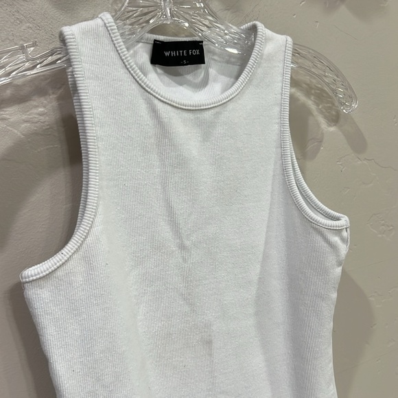WhiteFox ribbed white tank fitted dress small - Picture 2 of 5